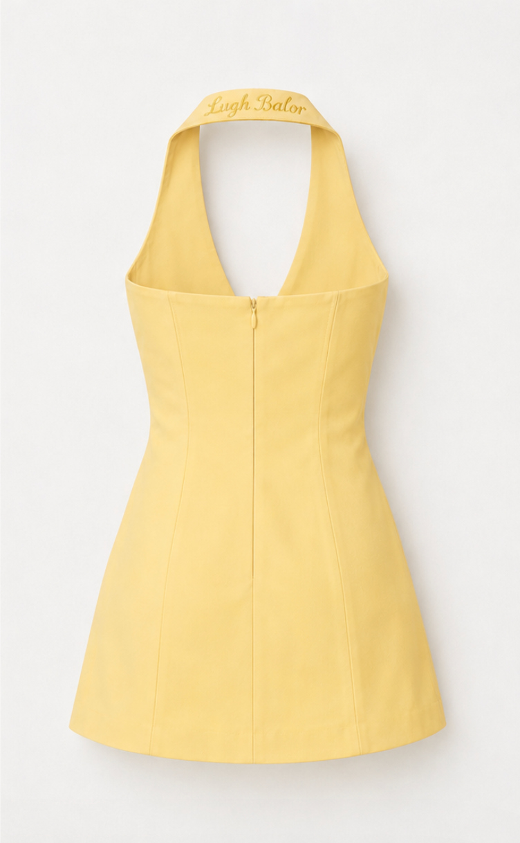 Butter Yellow Halter Dress