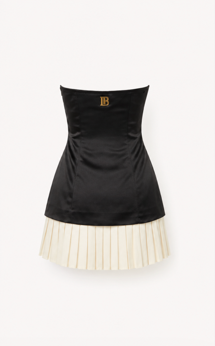 Noir Pleated Mini Dress