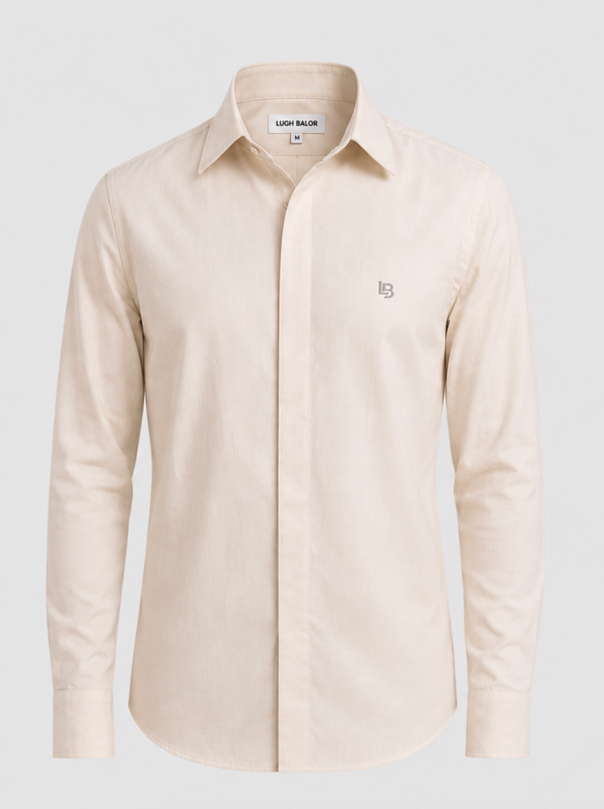 Beige Shirt with Ornamental Embroidery