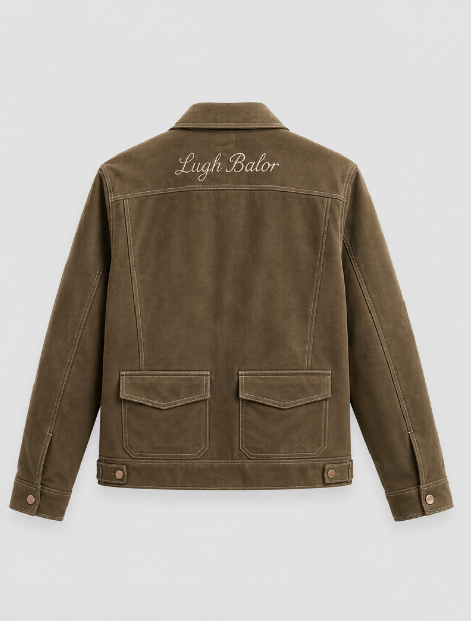 Olive Suede Jacket with Toggle Closure