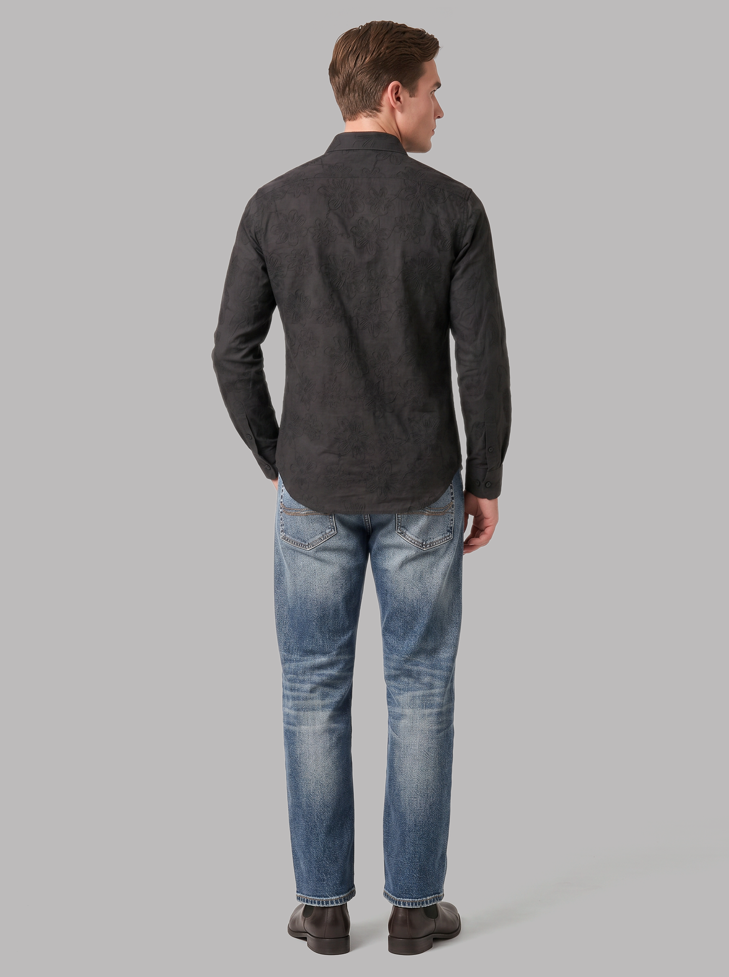 Black Tonal Embroidered Shirt