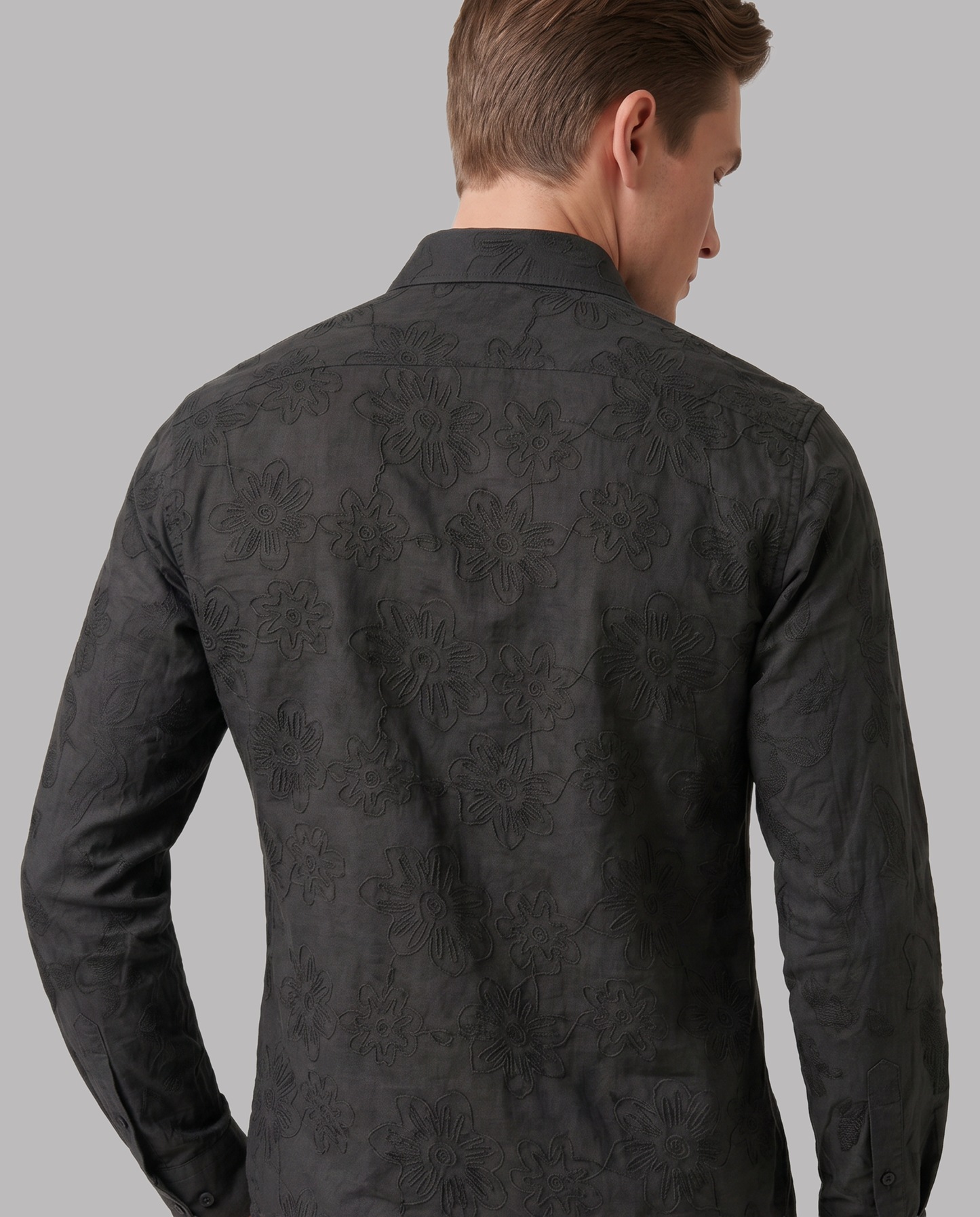 Black Tonal Embroidered Shirt