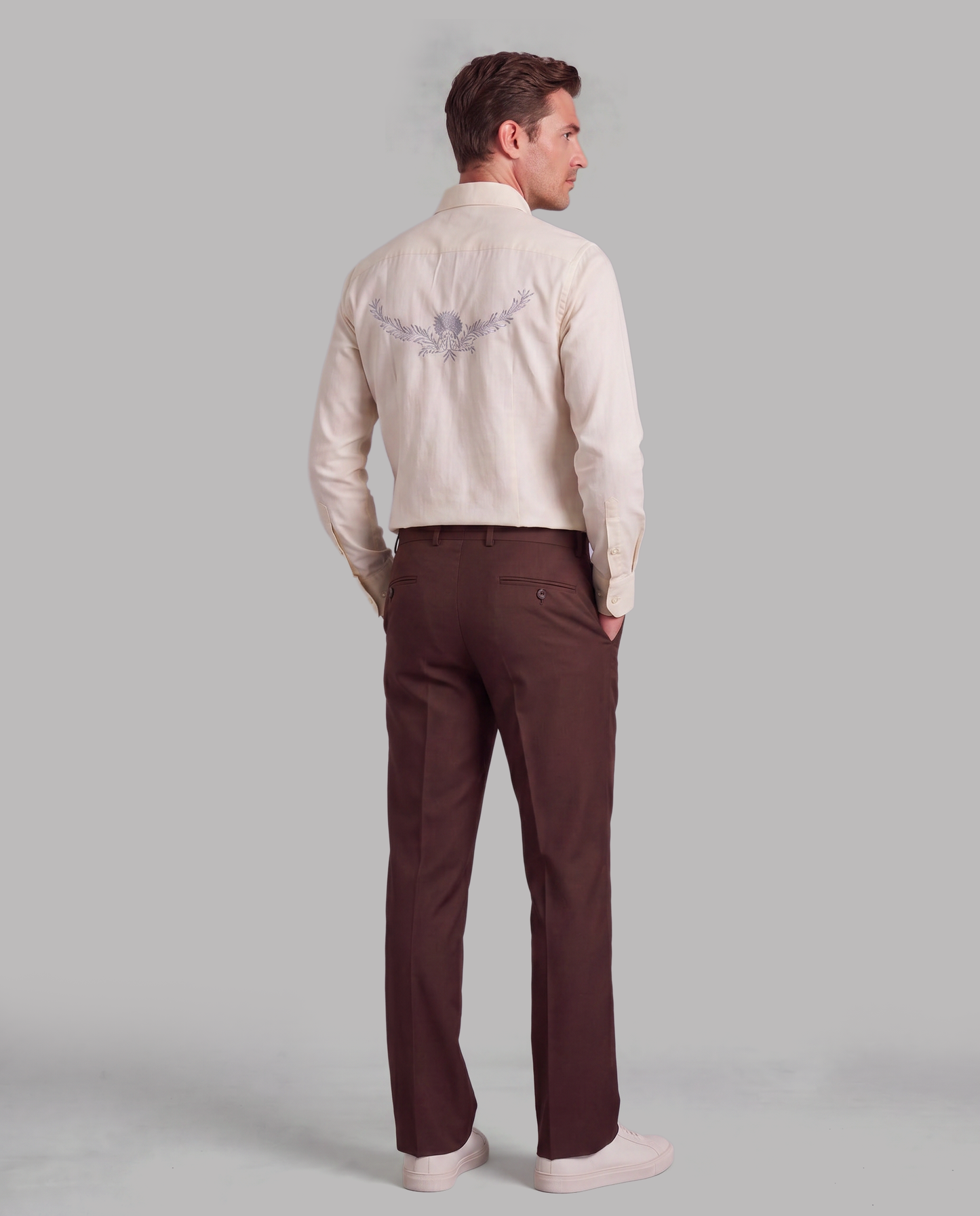 Beige Shirt with Ornamental Embroidery