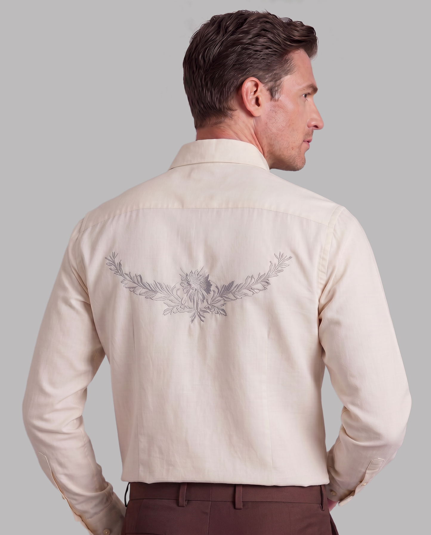 Beige Shirt with Ornamental Embroidery