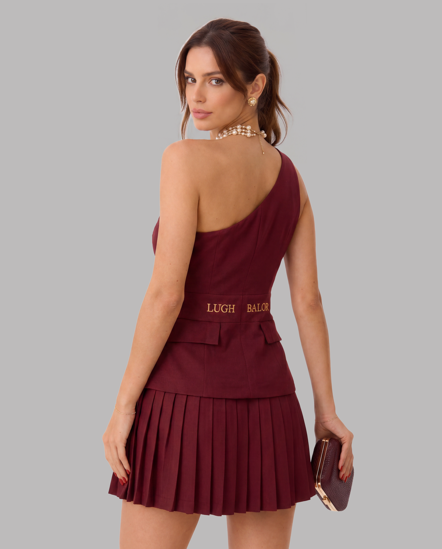 Bordeaux One-Shoulder Set