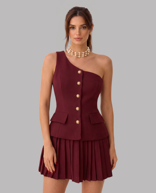 Bordeaux One-Shoulder Set