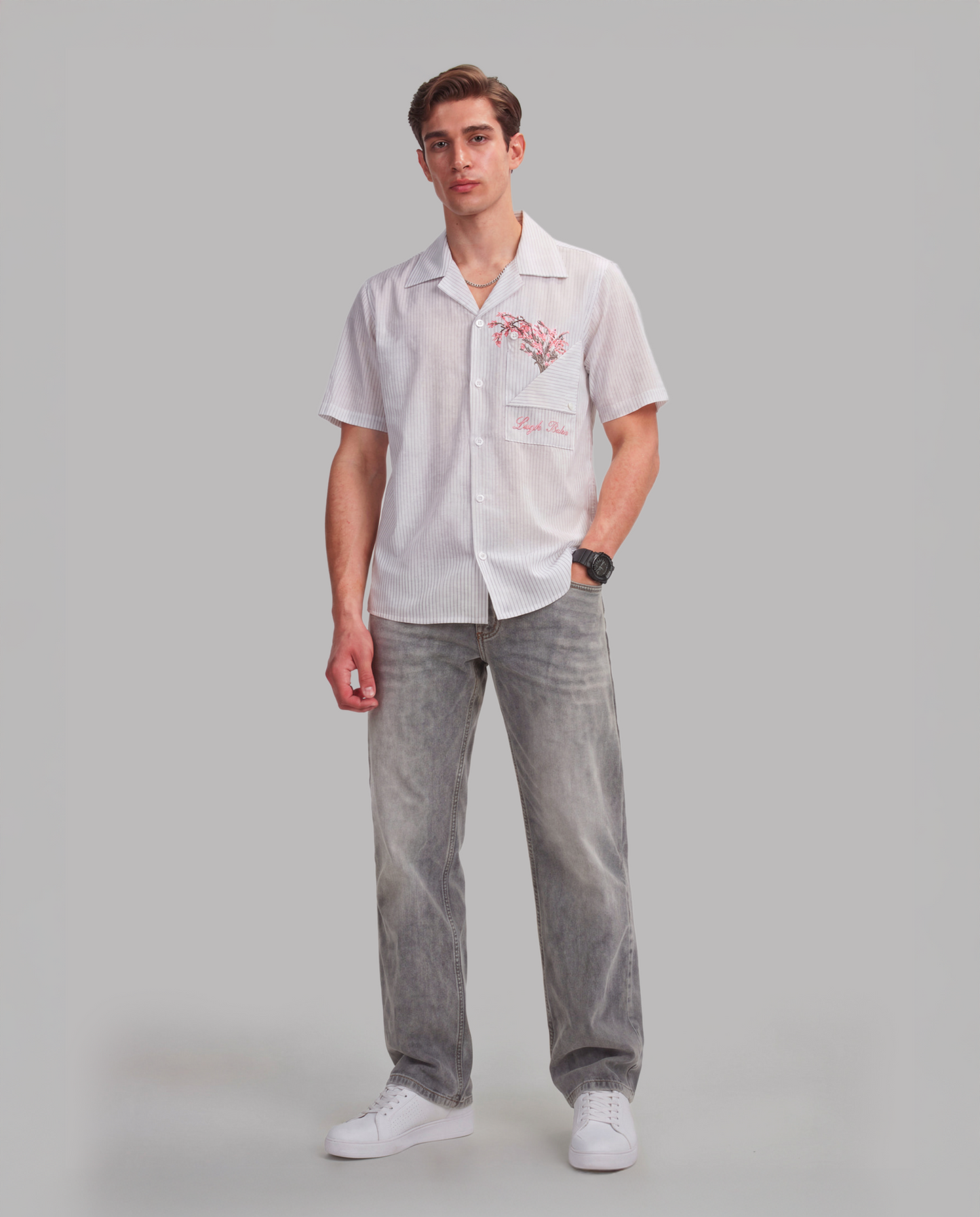 Striped Shirt with Embroidered Pocket