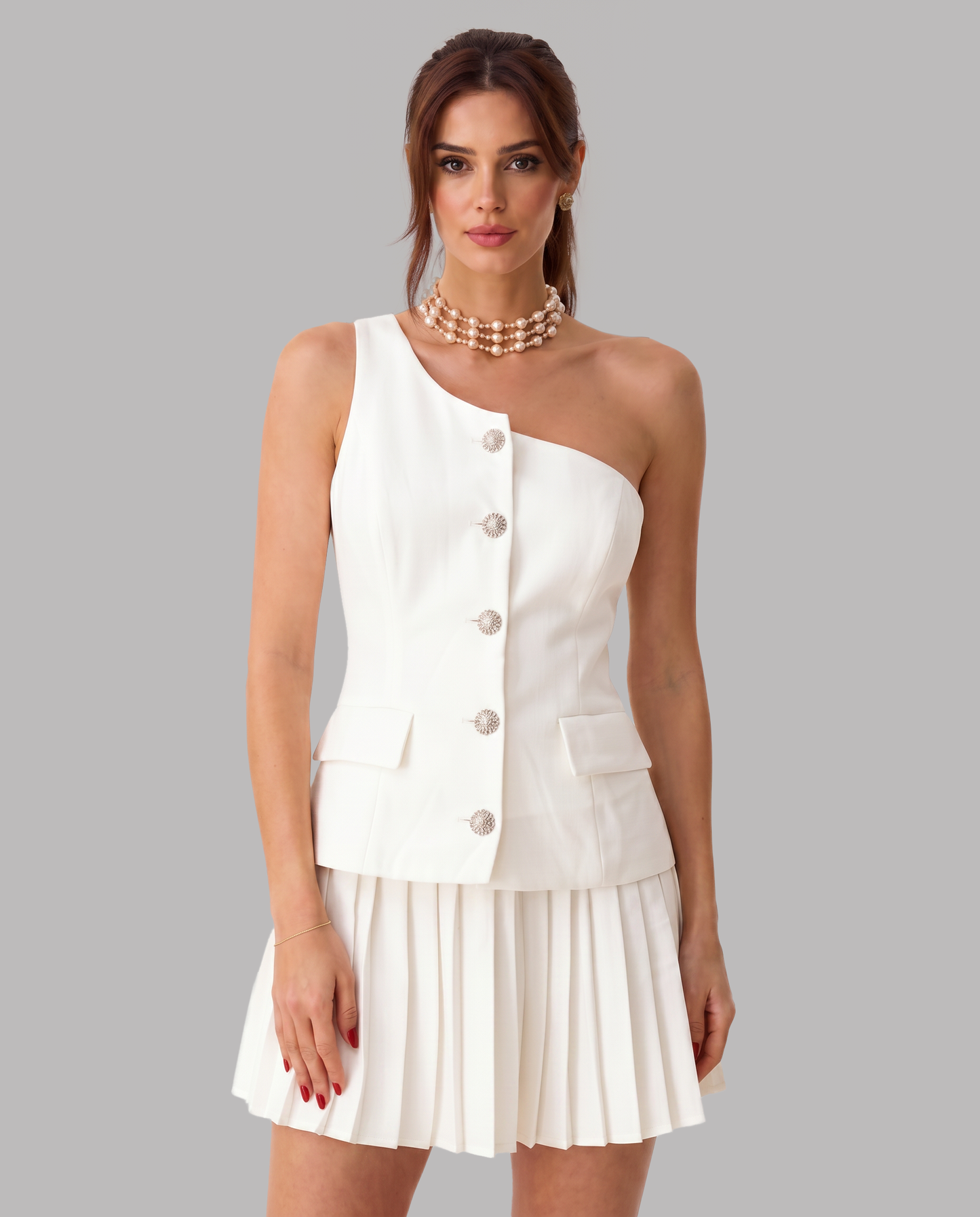 Bordeaux One-Shoulder Set (Ivory)