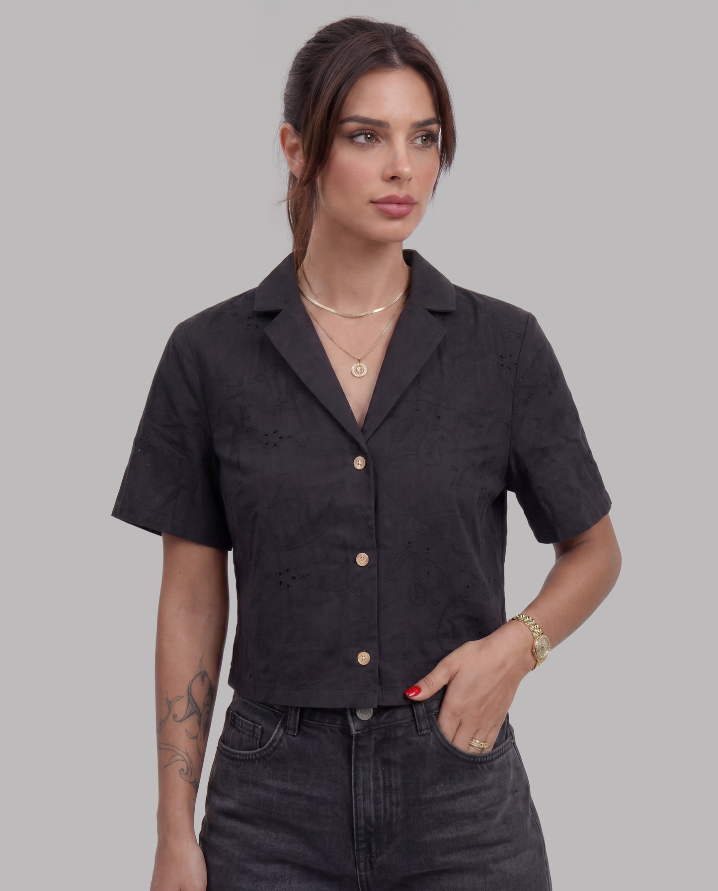 Half Sleeve Crop Shirt
