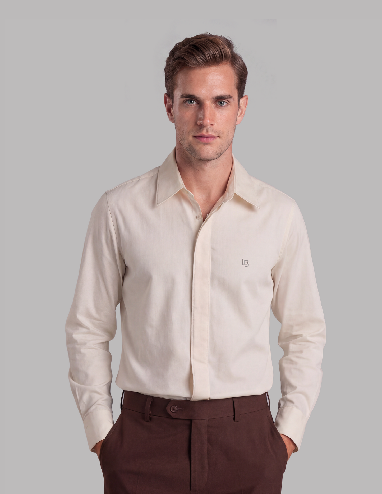 Beige Shirt with Ornamental Embroidery