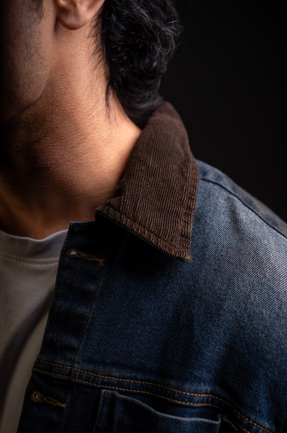 Corduroy Collar Denim Jacket