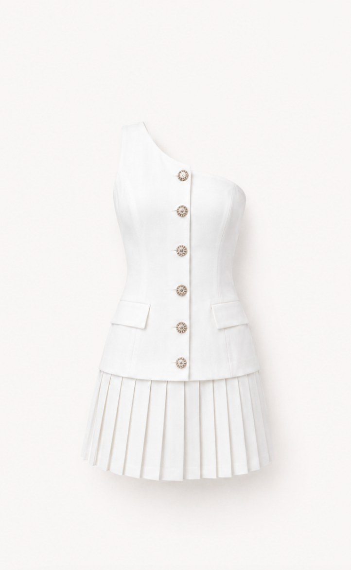 Bordeaux One-Shoulder Set (Ivory)