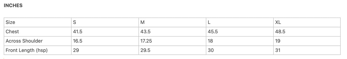 Size Chart
