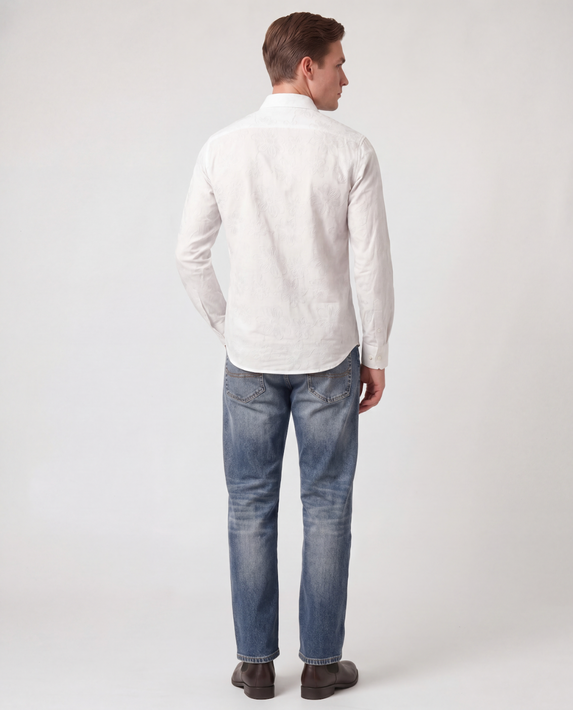 White Tonal Embroidered Shirt