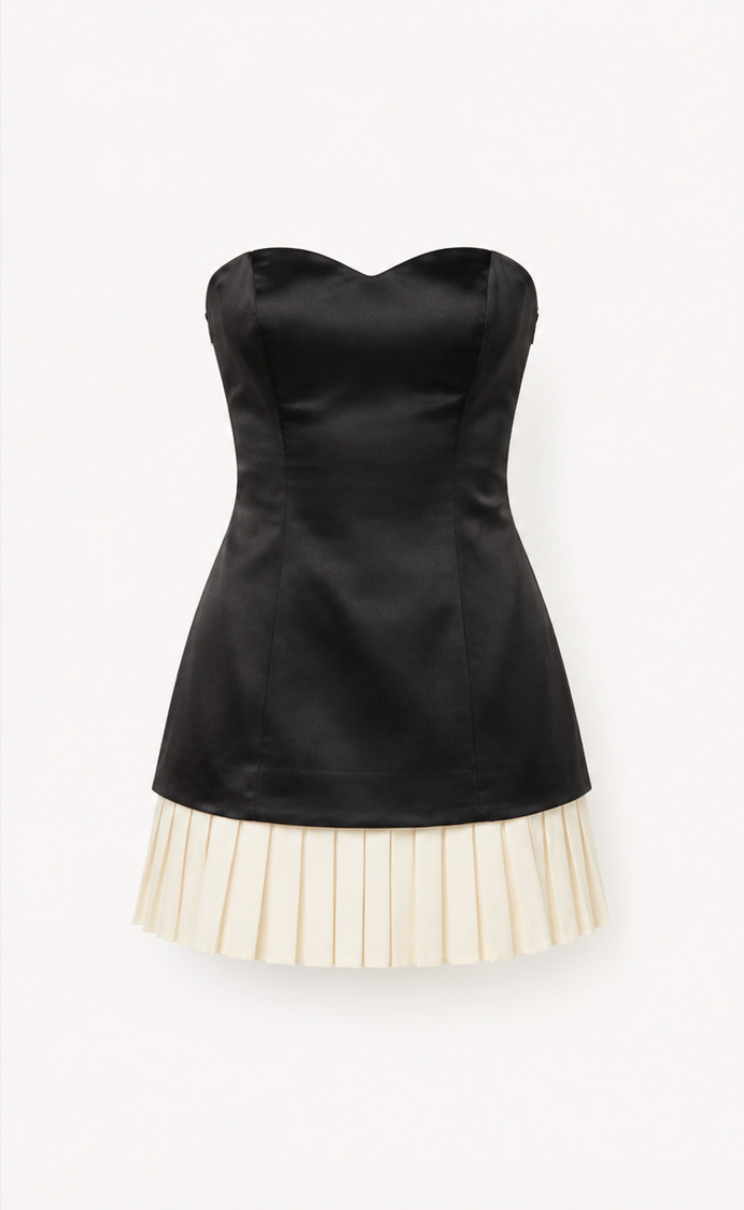 Noir Pleated Mini Dress