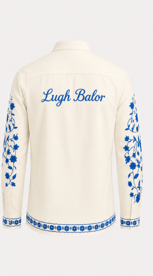 Off-White Shirt with Floral Embroidery