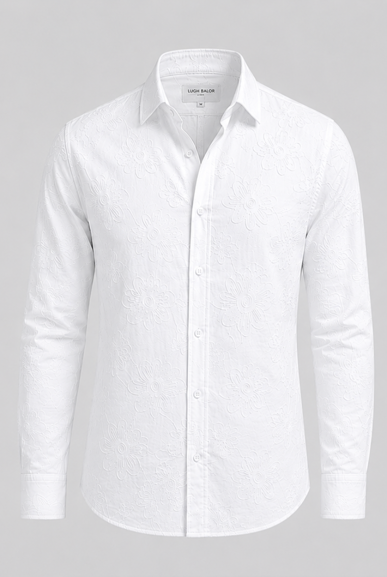 White Tonal Embroidered Shirt