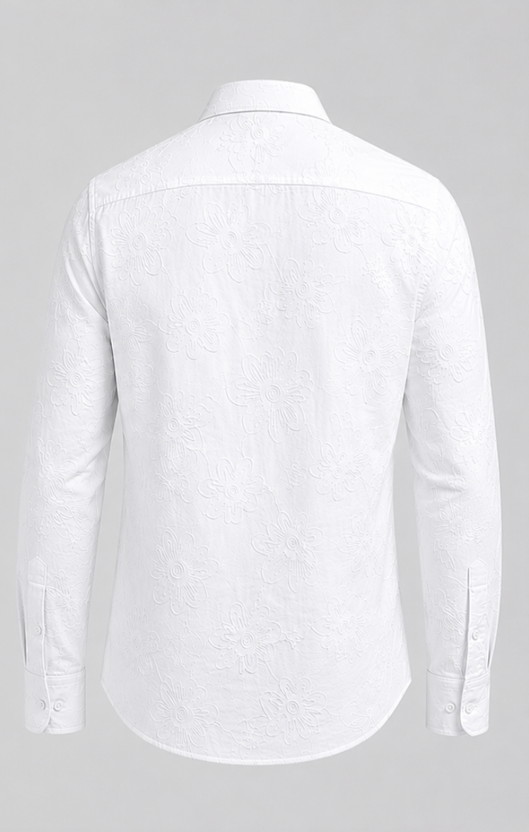 White Tonal Embroidered Shirt
