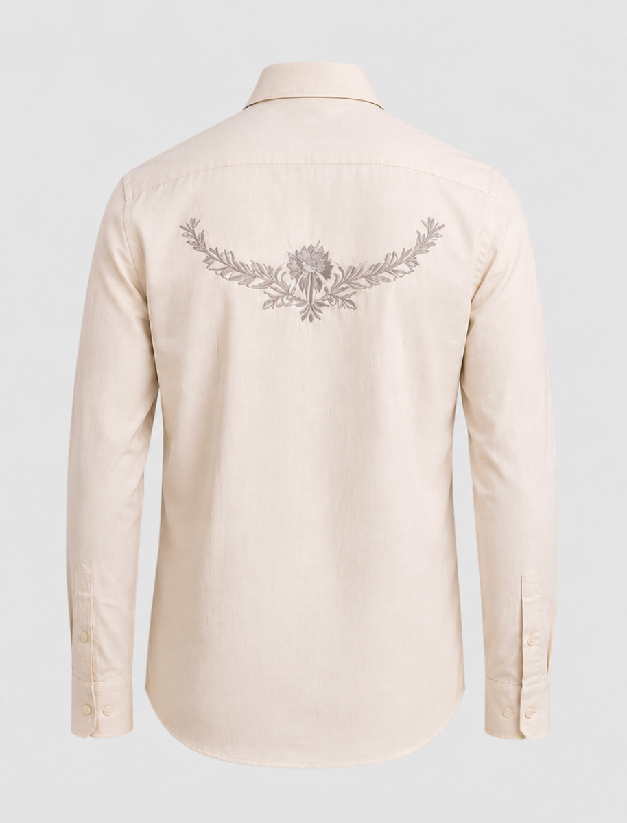 Beige Shirt with Ornamental Embroidery