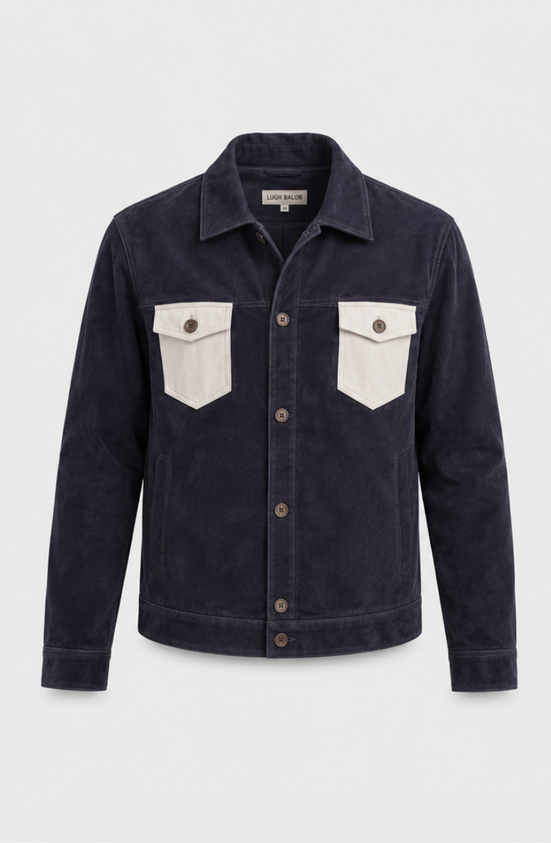 Navy Jacket with Contrast Pockets