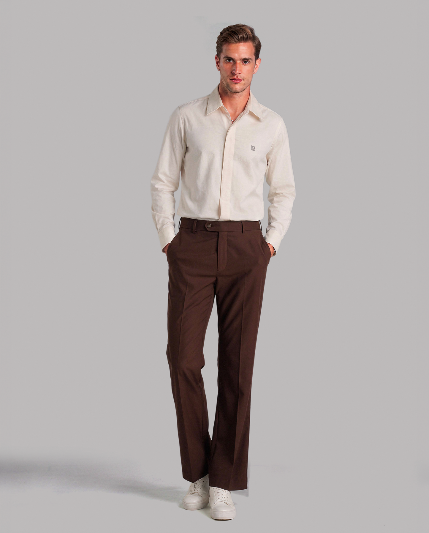 Beige Shirt with Ornamental Embroidery