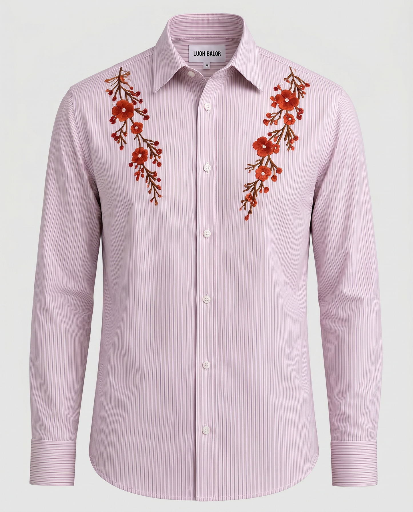 Striped Shirt with Floral Embroidery