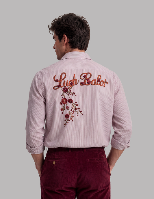 Striped Shirt with Floral Embroidery